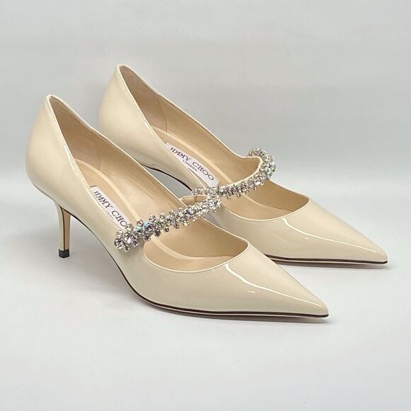 Jimmy Choo Bing Patent Crystal-Strap Pumps size 38 - Picture 9 of 16